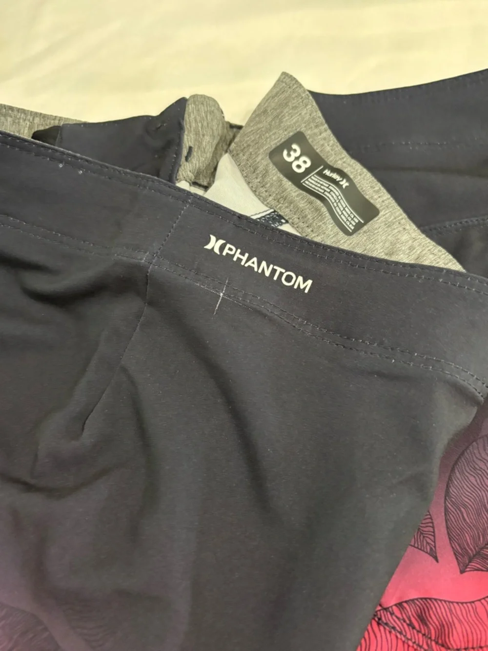 Hurley Phantom-Eco WeekenderBlue and Pink Gradient Board Shorts with Leaf Accent - Picture 7 of 11